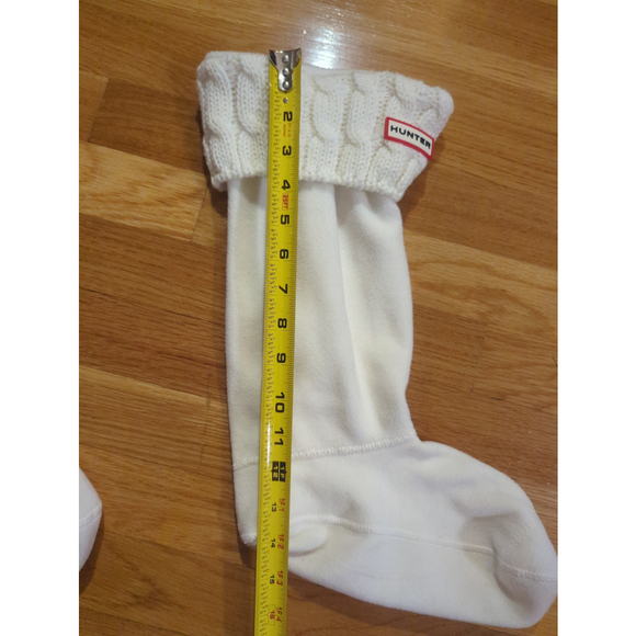 Hunter Boot Liner Socks Cable Knit Fleece Cream Off White Large 8-10 W, 7-9 M - Picture 8 of 9